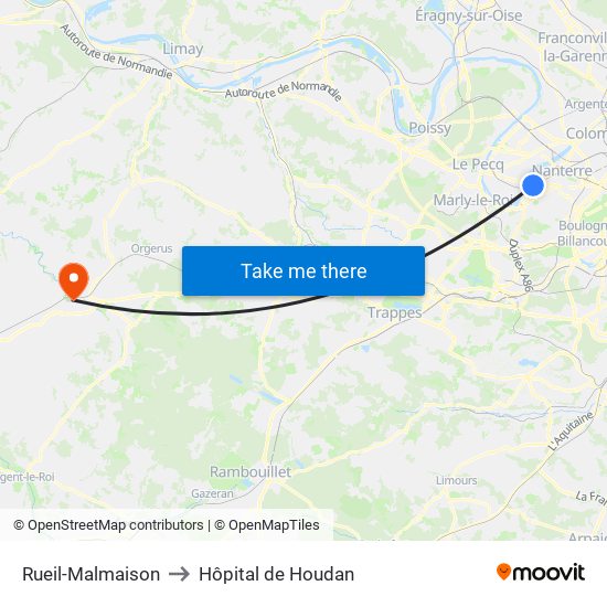 Rueil-Malmaison to Hôpital de Houdan map