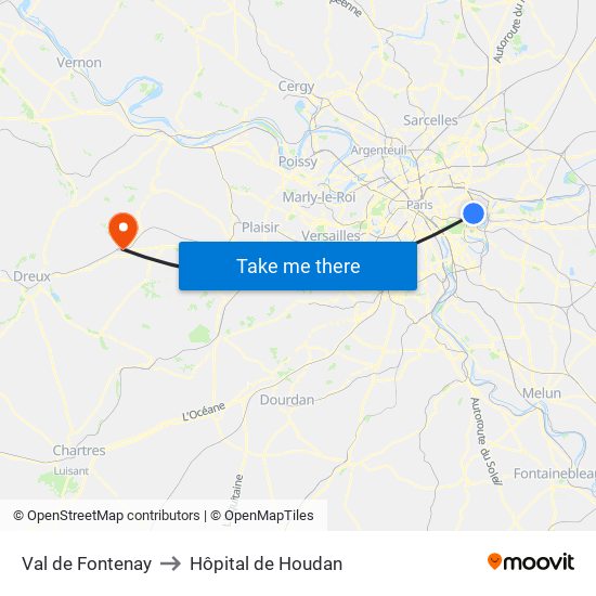 Val de Fontenay to Hôpital de Houdan map