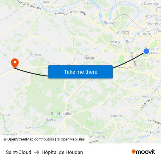 Saint-Cloud to Hôpital de Houdan map