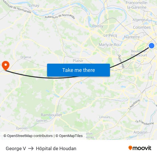George V to Hôpital de Houdan map