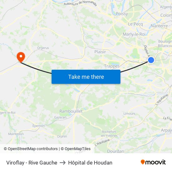 Viroflay - Rive Gauche to Hôpital de Houdan map