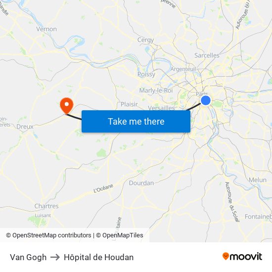 Van Gogh to Hôpital de Houdan map