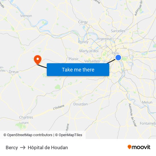 Bercy to Hôpital de Houdan map