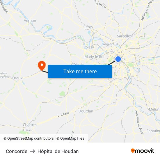Concorde to Hôpital de Houdan map