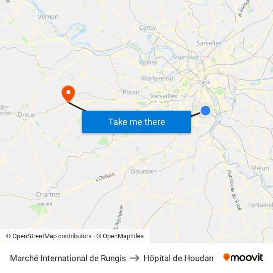 Marché International de Rungis to Hôpital de Houdan map