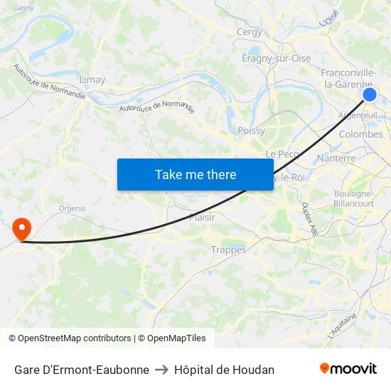 Gare D'Ermont-Eaubonne to Hôpital de Houdan map