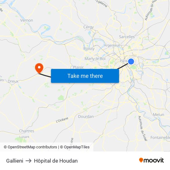 Gallieni to Hôpital de Houdan map