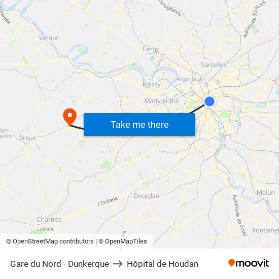 Gare du Nord - Dunkerque to Hôpital de Houdan map