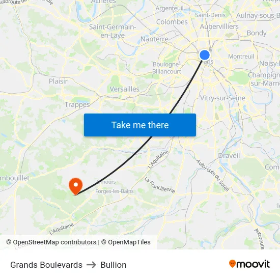 Grands Boulevards to Bullion map