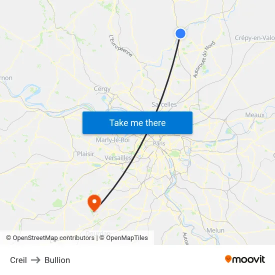 Creil to Bullion map