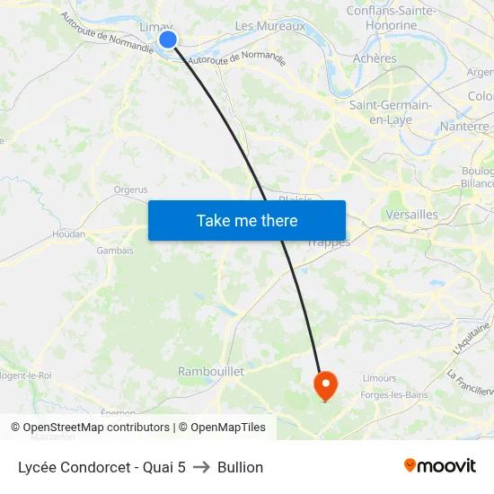 Lycée Condorcet - Quai 5 to Bullion map