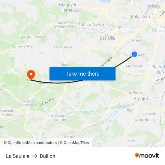 La Saulaie to Bullion map