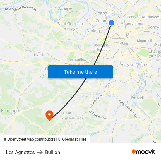 Les Agnettes to Bullion map