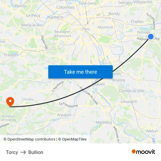 Torcy to Bullion map