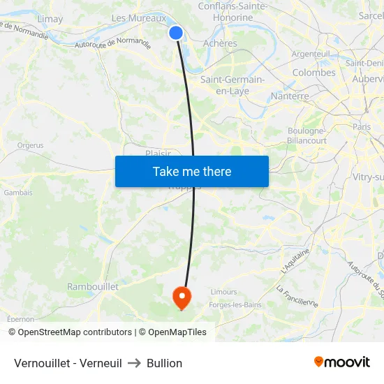 Vernouillet - Verneuil to Bullion map