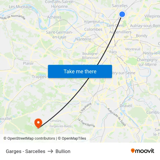 Garges - Sarcelles to Bullion map