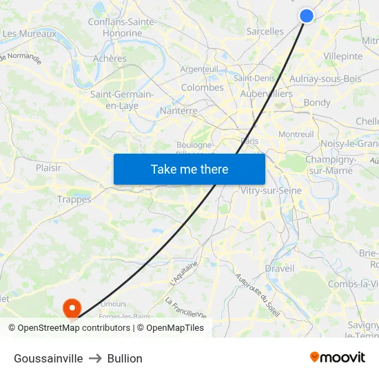 Goussainville to Bullion map