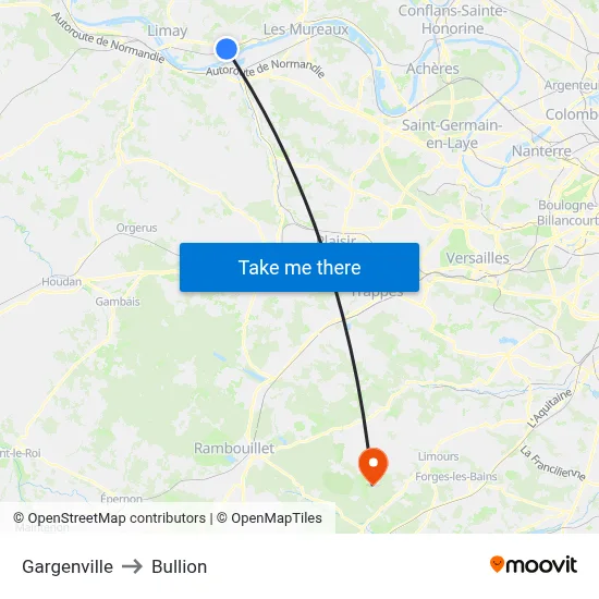 Gargenville to Bullion map