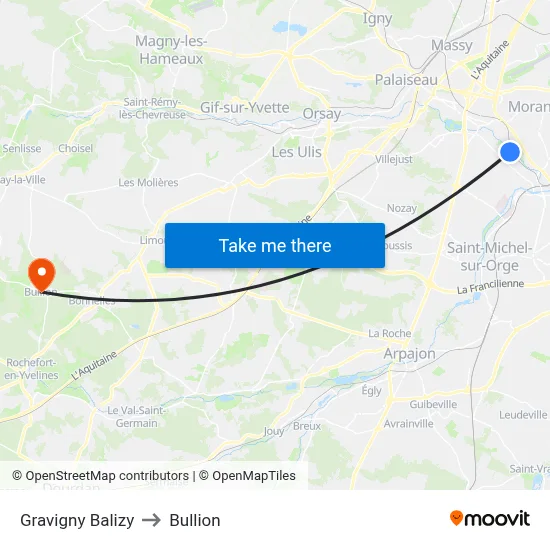 Gravigny Balizy to Bullion map