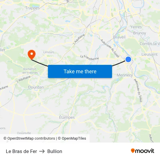 Le Bras de Fer to Bullion map