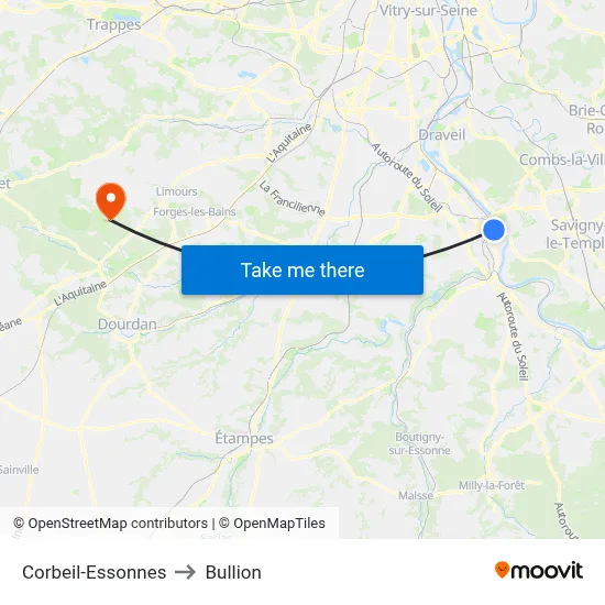 Corbeil-Essonnes to Bullion map