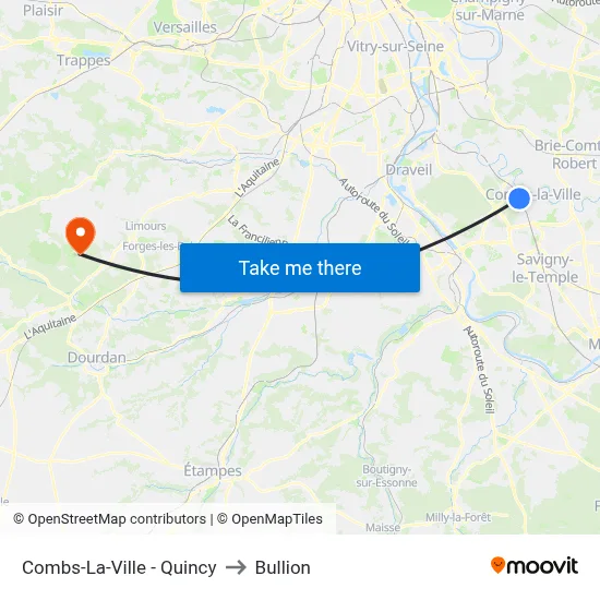 Combs-La-Ville - Quincy to Bullion map