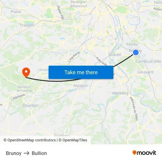 Brunoy to Bullion map