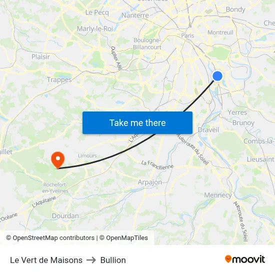 Le Vert de Maisons to Bullion map