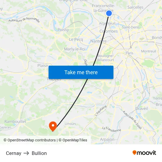 Cernay to Bullion map