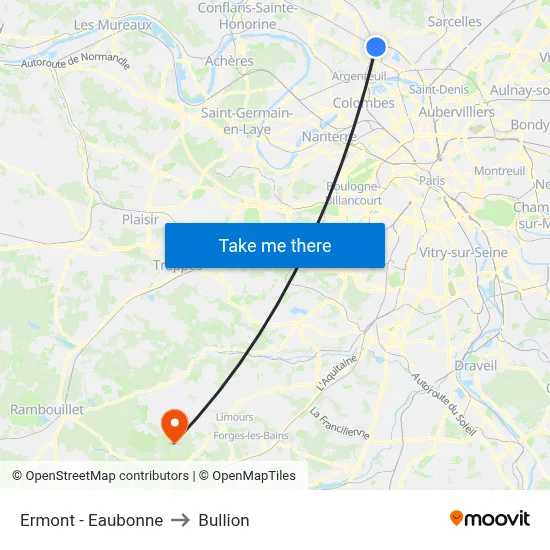 Ermont - Eaubonne to Bullion map