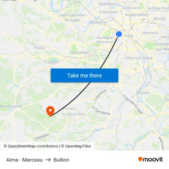 Alma - Marceau to Bullion map