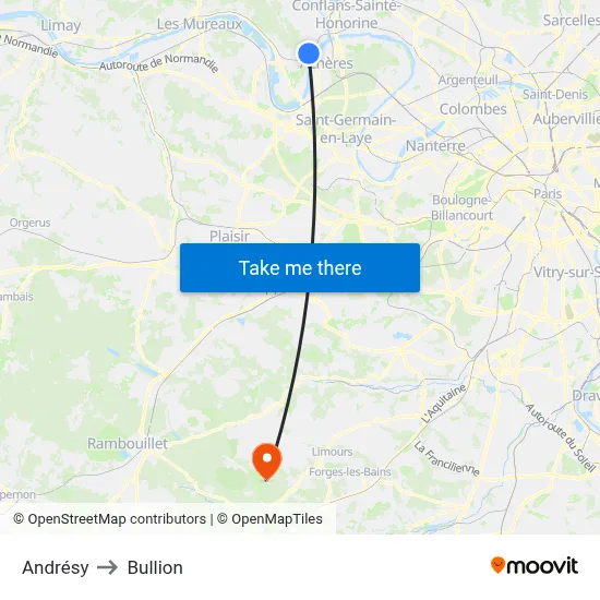 Andrésy to Bullion map