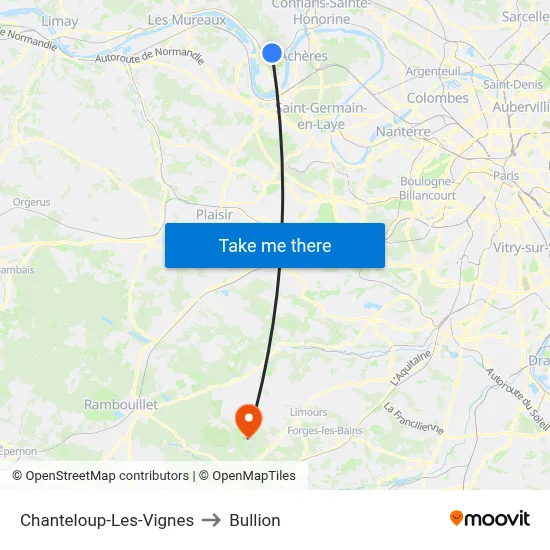 Chanteloup-Les-Vignes to Bullion map