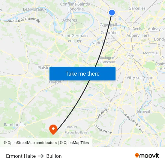 Ermont Halte to Bullion map