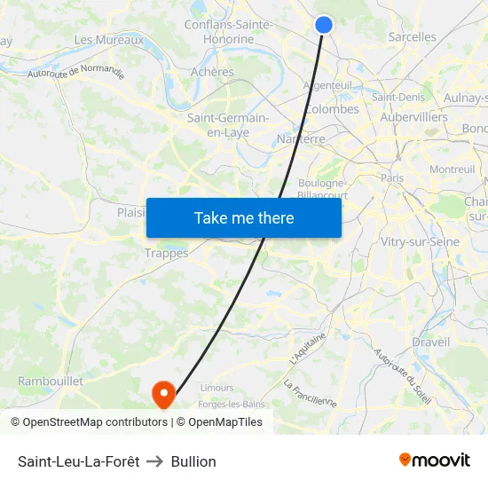 Saint-Leu-La-Forêt to Bullion map