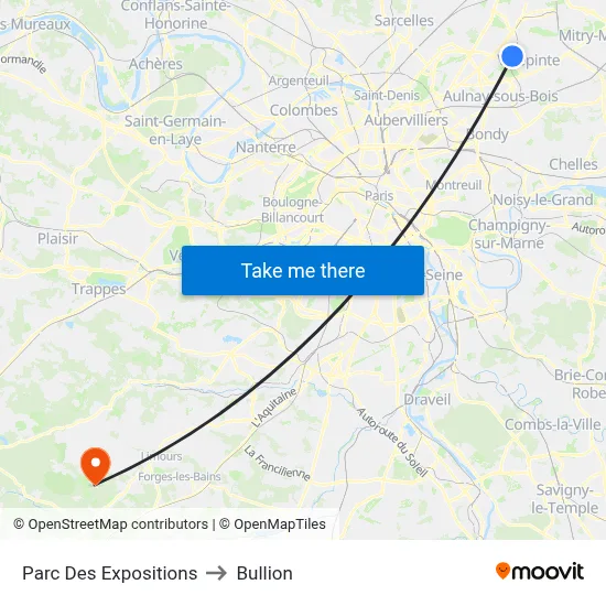 Parc Des Expositions to Bullion map