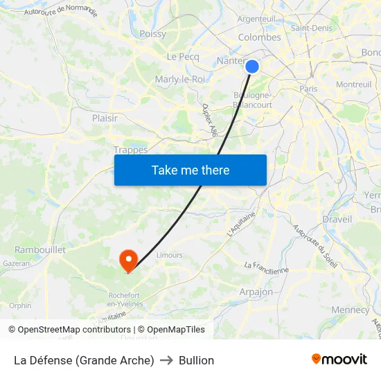 La Défense (Grande Arche) to Bullion map