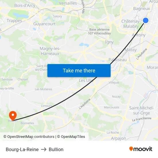 Bourg-La-Reine to Bullion map