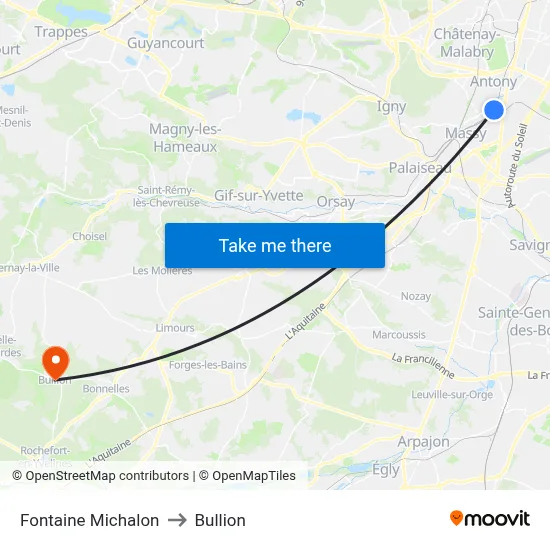 Fontaine Michalon to Bullion map