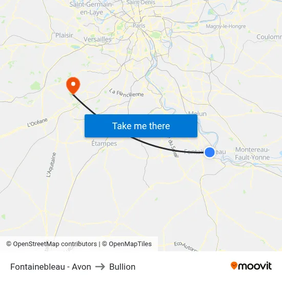 Fontainebleau - Avon to Bullion map