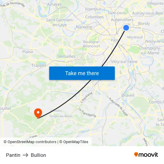 Pantin to Bullion map