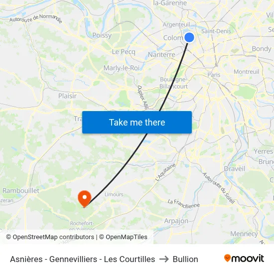 Asnières - Gennevilliers - Les Courtilles to Bullion map