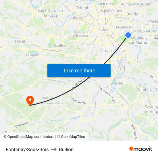 Fontenay-Sous-Bois to Bullion map