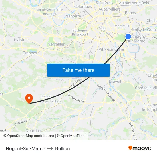 Nogent-Sur-Marne to Bullion map