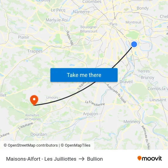 Maisons-Alfort - Les Juilliottes to Bullion map