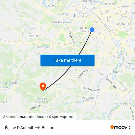 Église D'Auteuil to Bullion map
