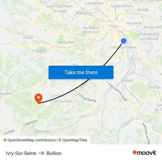 Ivry-Sur-Seine to Bullion map