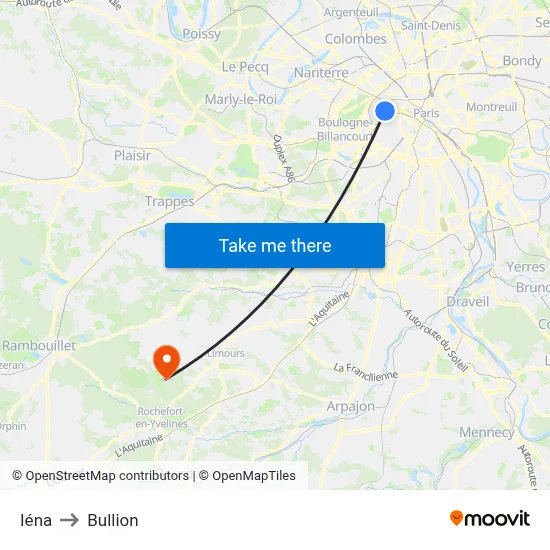 Iéna to Bullion map