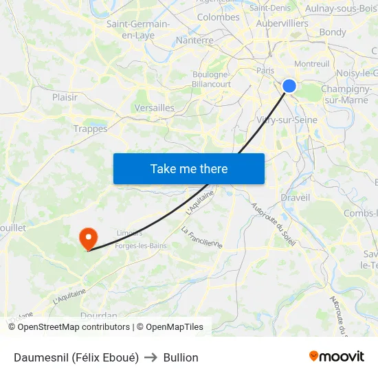 Daumesnil (Félix Eboué) to Bullion map
