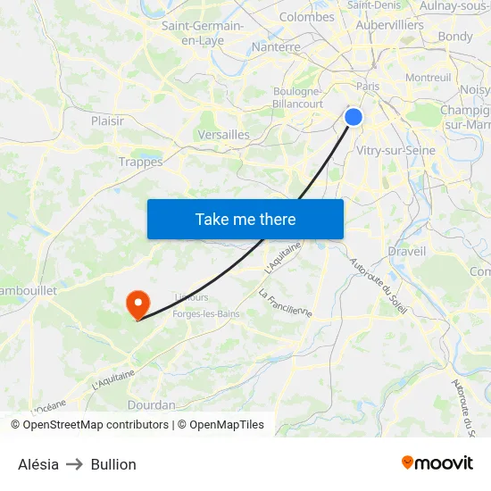 Alésia to Bullion map